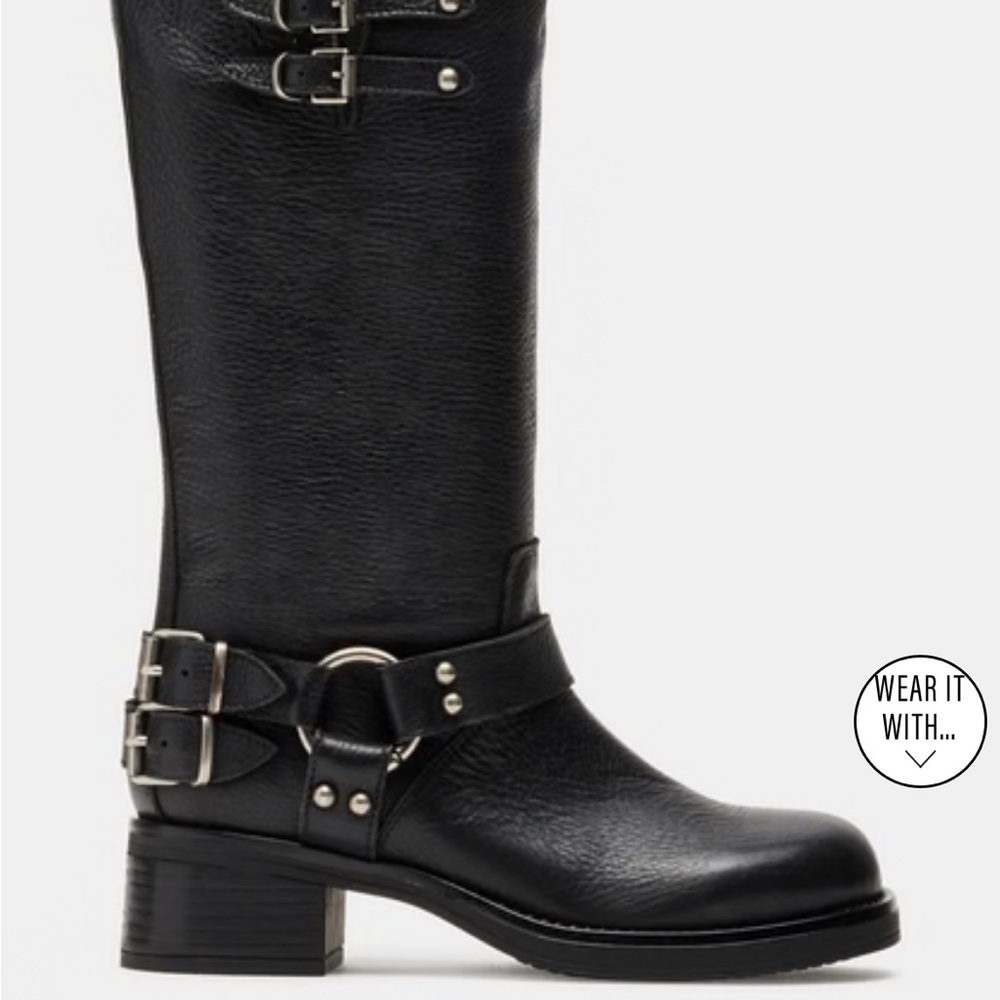 Steve Madden Astor Black Leather Boots